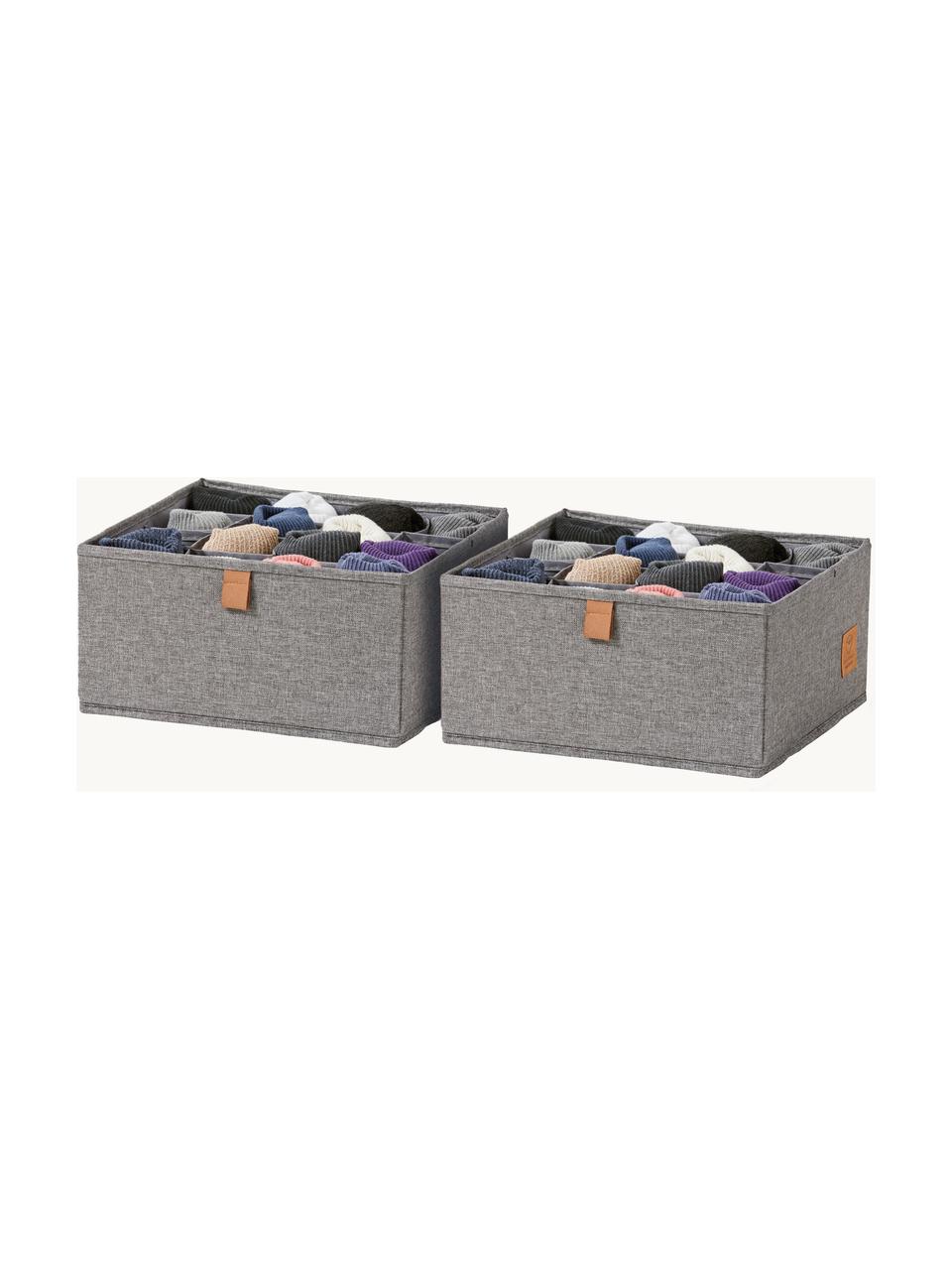 Úložné boxy Premium, 2 ks, Tmavě šedá, hnědá, Š 30 cm, H 30 cm