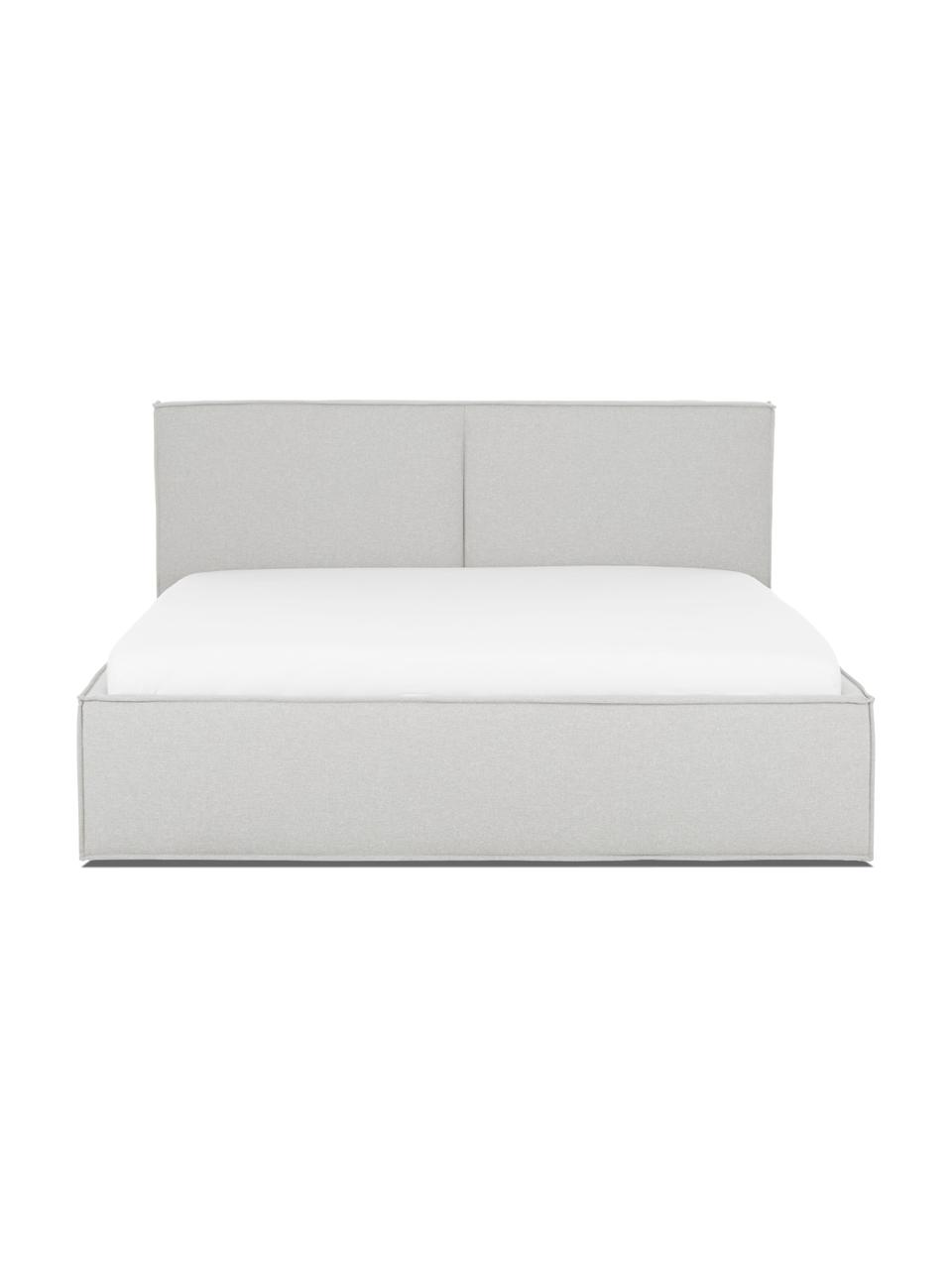 Gestoffeerd bed Dream met opbergruimte, Bekleding: polyester (gestructureerd, Frame: massief grenenhout, FSC-g, Geweven stof lichtgrijs, B 200 x L 200 cm