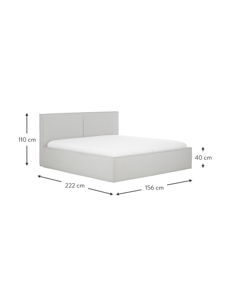 Gestoffeerd bed Dream met opbergruimte in lichtgrijs, Bekleding: polyester (gestructureerd, Frame: massief grenenhout, FSC-g, Geweven stof lichtgrijs, B 160 x L 200 cm