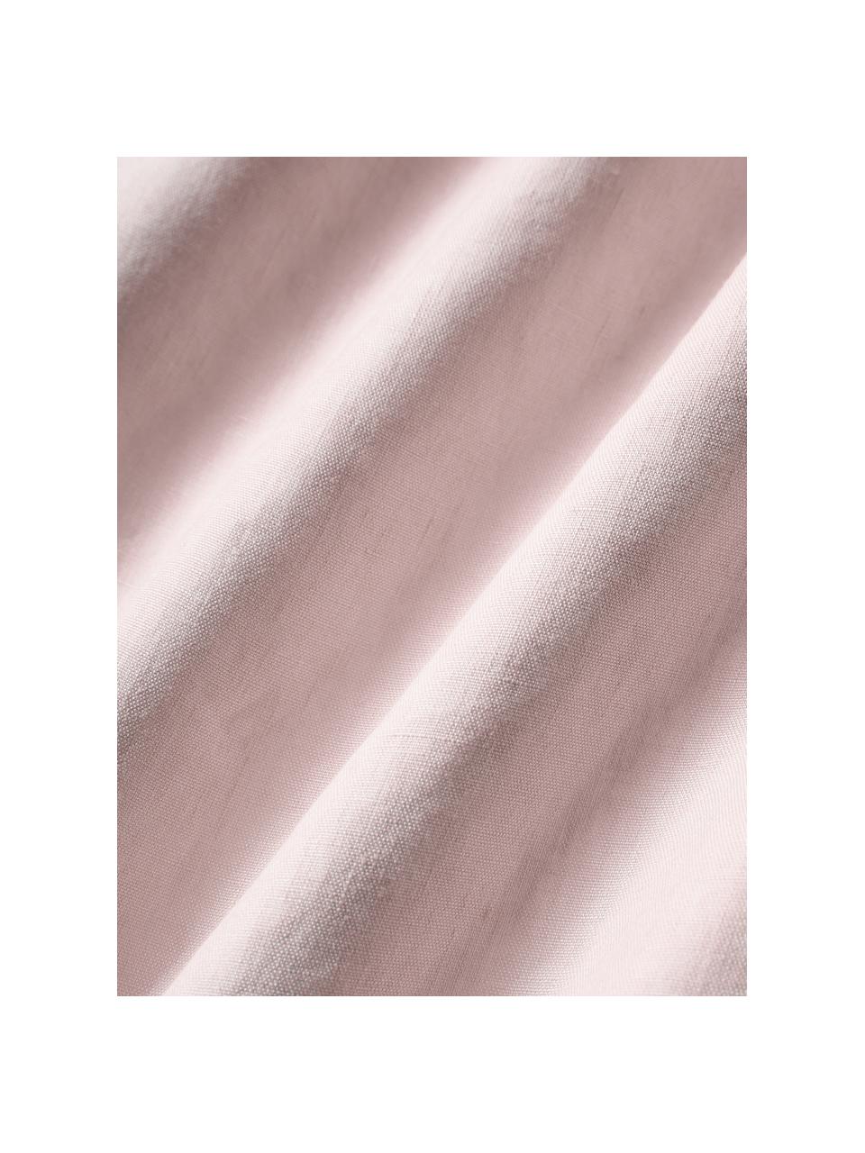 Drap-housse en lin délavé pour sommier tapissier Airy, Rose pâle, larg. 90 x long. 200 cm, haut. 35 cm