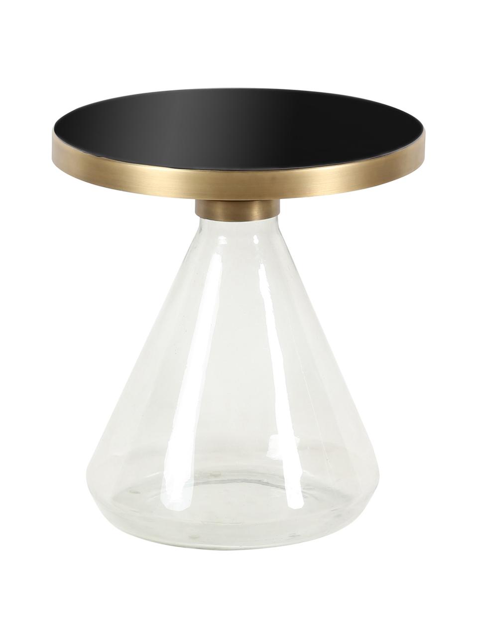 Table d'appoint avec pied en verre Enzo, Noir, Ø 41 x haut. 42 cm