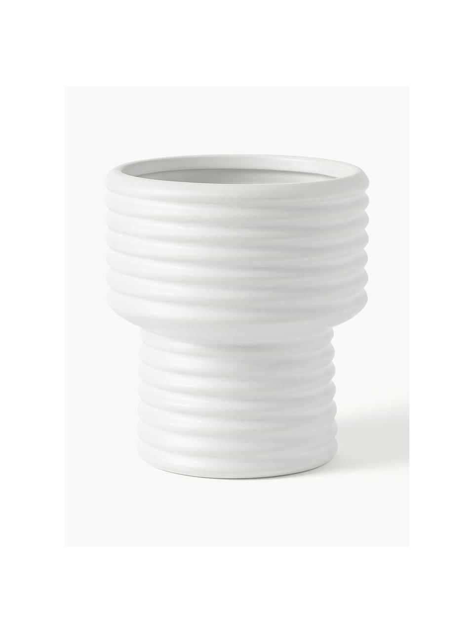 Macetero Farida Al 18 cm, Cerámica de gres, Blanco Off White, Ø 16 x Al 18 cm