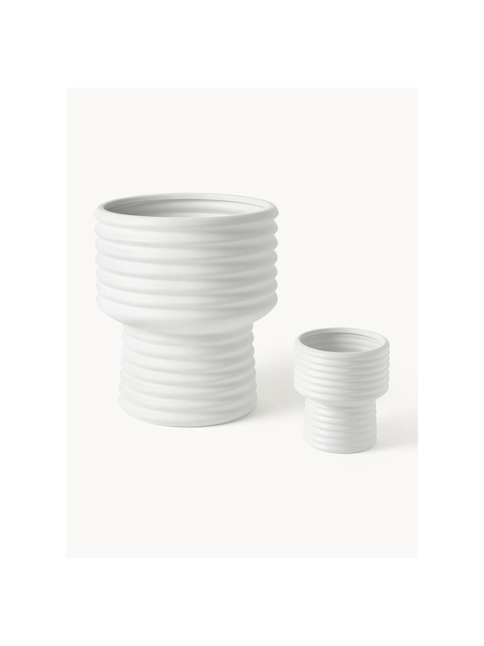Macetero Farida Al 18 cm, Cerámica de gres, Blanco Off White, Ø 16 x Al 18 cm