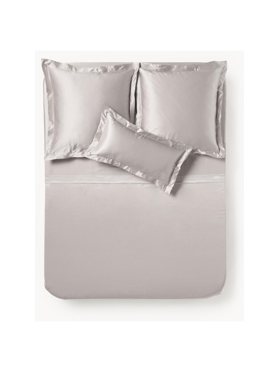 Seiden-Spannbettlaken Sylvie, Webart: Satin 22 Momme, Premium Q, Hellgrau, B 90 x L 200 cm, H 25 cm