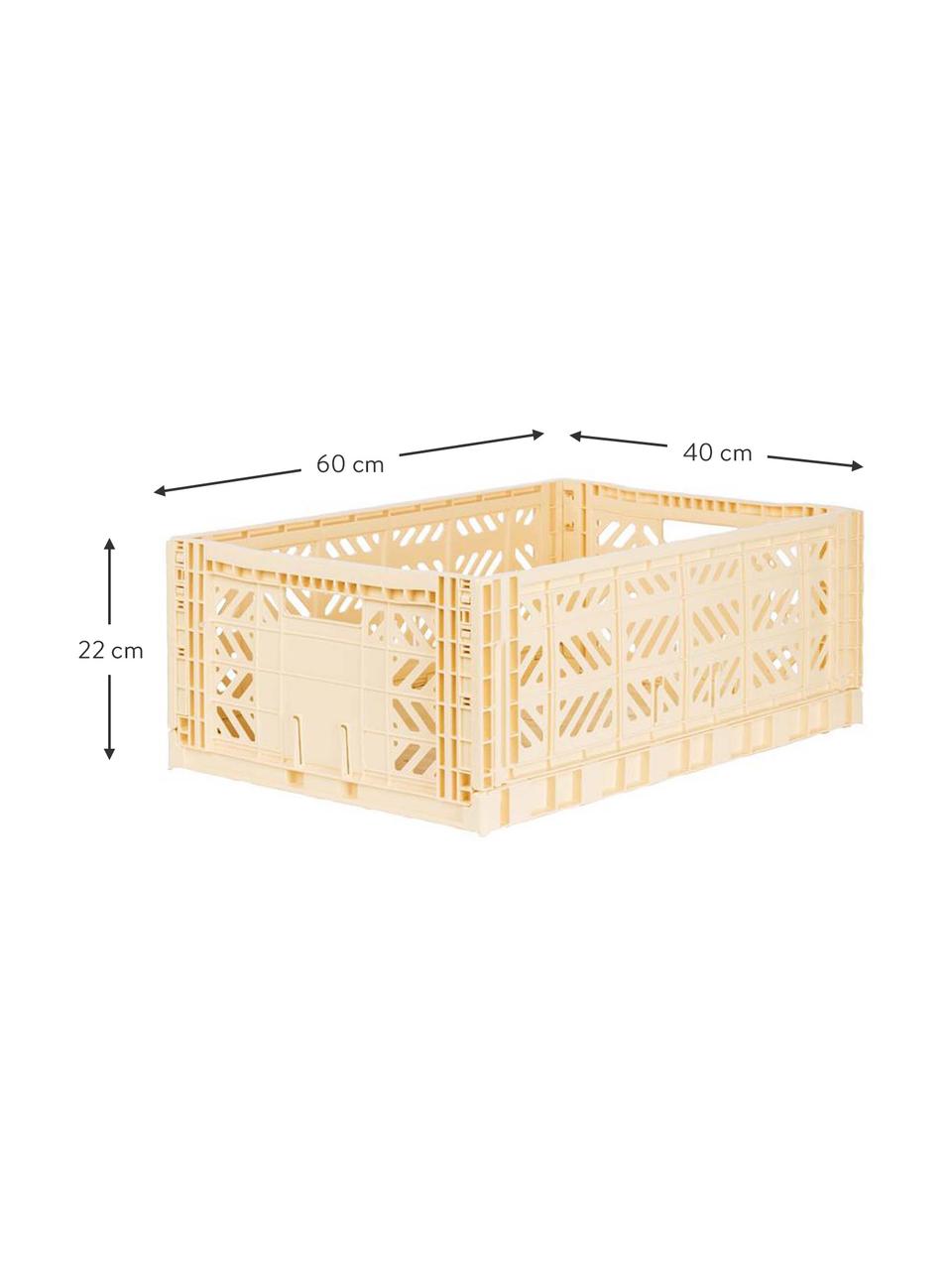 Caja plegable apilable Banana, grande, Plástico reciclado, Crema, An 60 x Al 22 cm