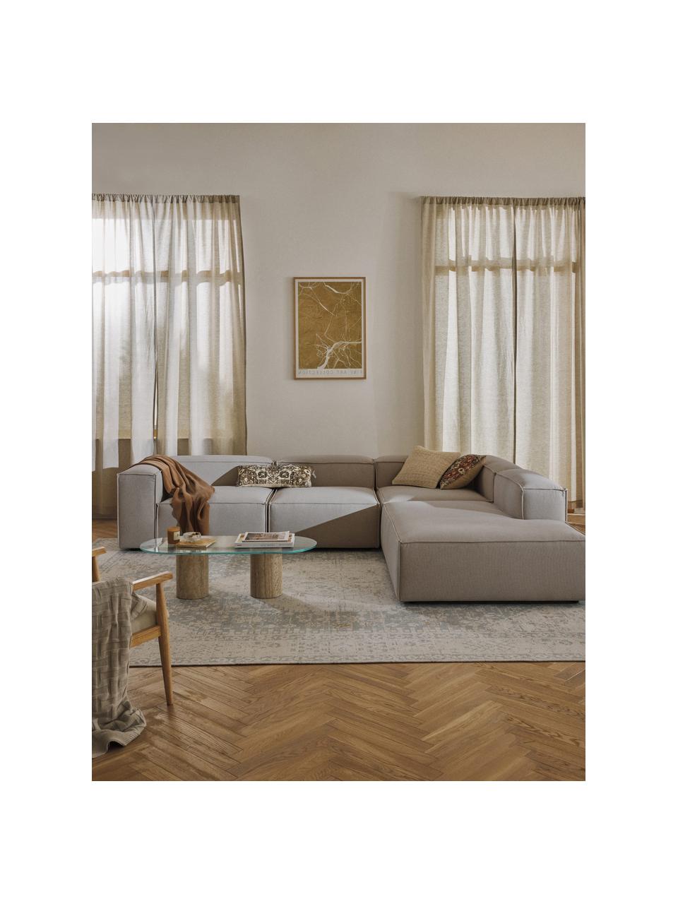 Divano angolare componibile XL Lennon, Rivestimento: 100% poliestere Con 115.0, Struttura: legno di pino massiccio, , Piedini: plastica Questo prodotto , Tessuto taupe, Larg. 329 x Prof. 269 cm, chaise lounge a sinistra