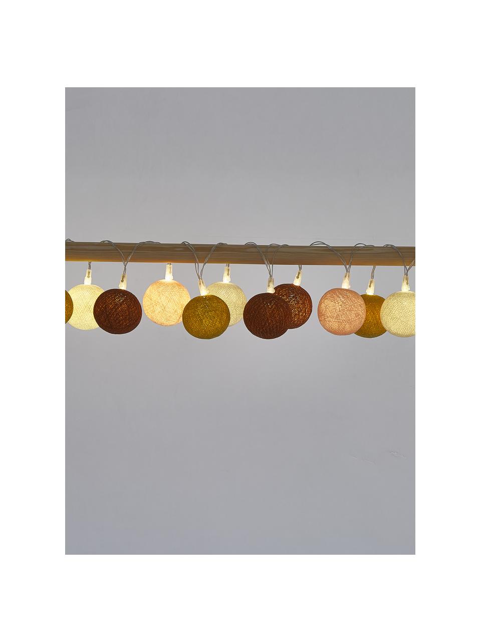 Guirnalda de luces LED Colorain, 378 cm, 20 luces, Linternas: poliéster con certificado, Cable: plástico con certificado , Beige, tonos rojos, amarillo, L 378 cm