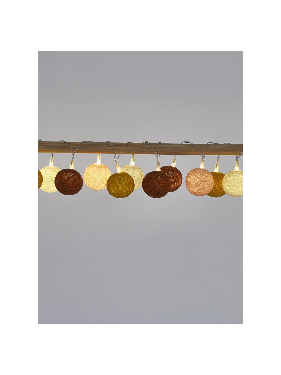 LED lichtslinger Colorain, 378 cm, Lampions: polyester, WFTO gecertifi, Roodbruin, mosterdgeel, lichtroze, wit, L 378 cm