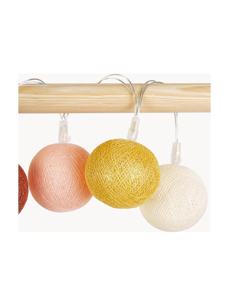 Guirlande lumineuse LED Colorain, 378 cm, Rouge rouille, jaune moutarde, rose pâle, blanc, long. 378 cm