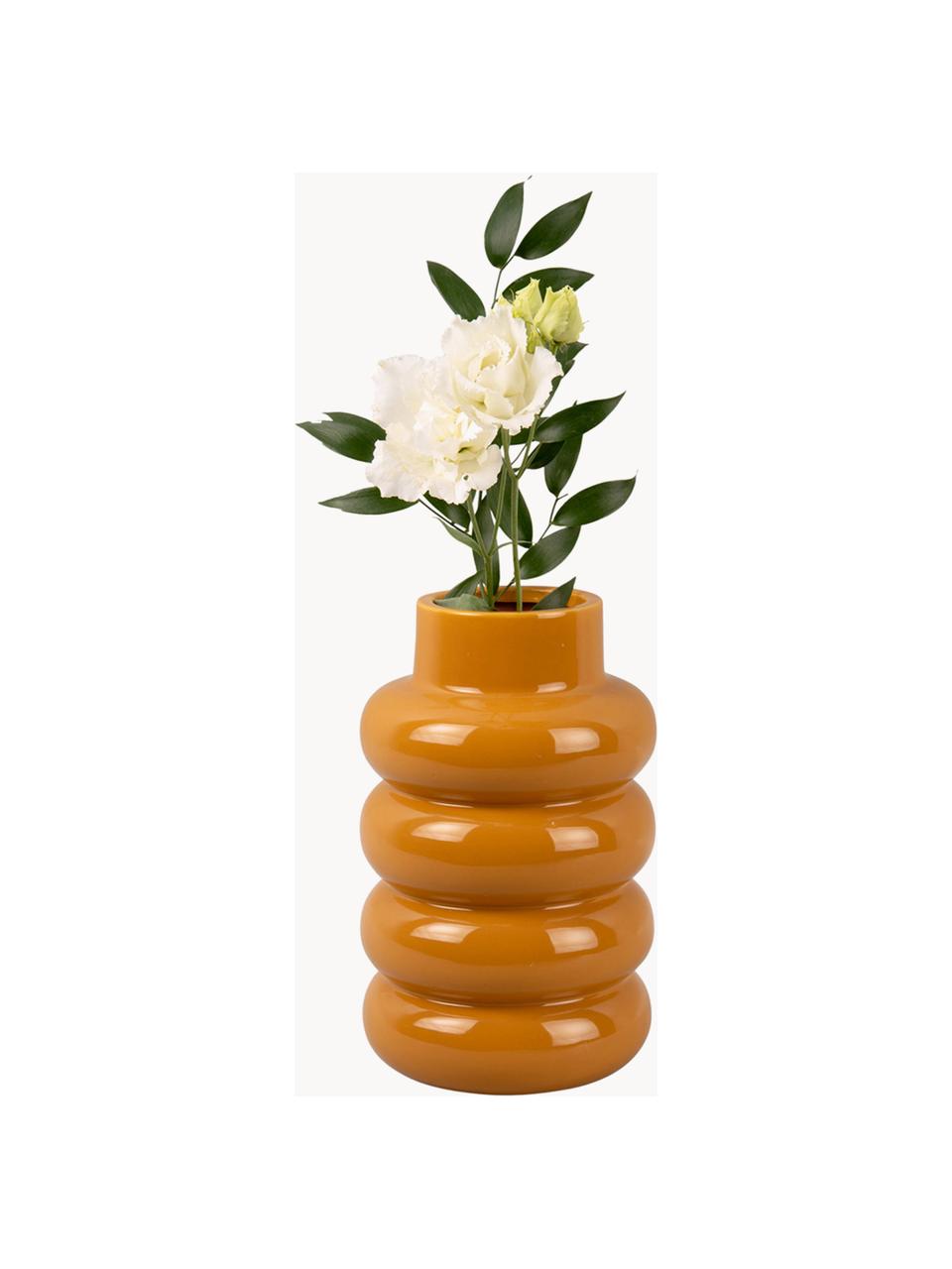 Vase en céramique émaillée Bobbly, Céramique, Orange, Ø 15 x haut. 24 cm