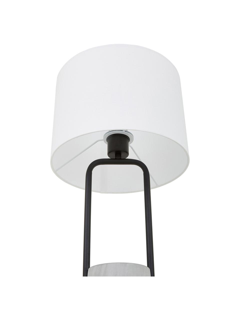 Lampa stołowa z betonową podstawą Pipero, Klosz: biały Podstawa lampy: czarny, matowy, szary Kabel: czarny, Ø 28 x W 51 cm