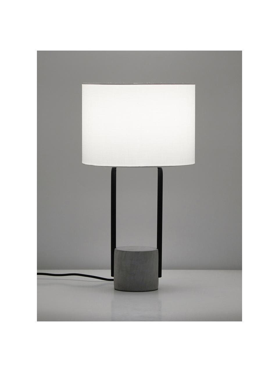 Velká stolní lampa s betonovou podstavou Pipero, Bílá, šedá, Ø 28 cm, V 51 cm