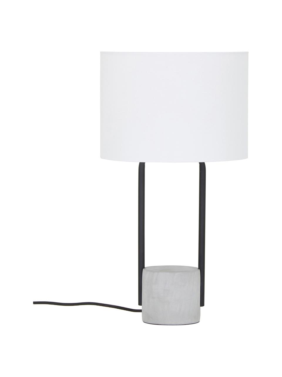 Veľká stolová lampa s betónovým podstavcom Pipero, Biela, sivá, Ø 28 x V 51 cm