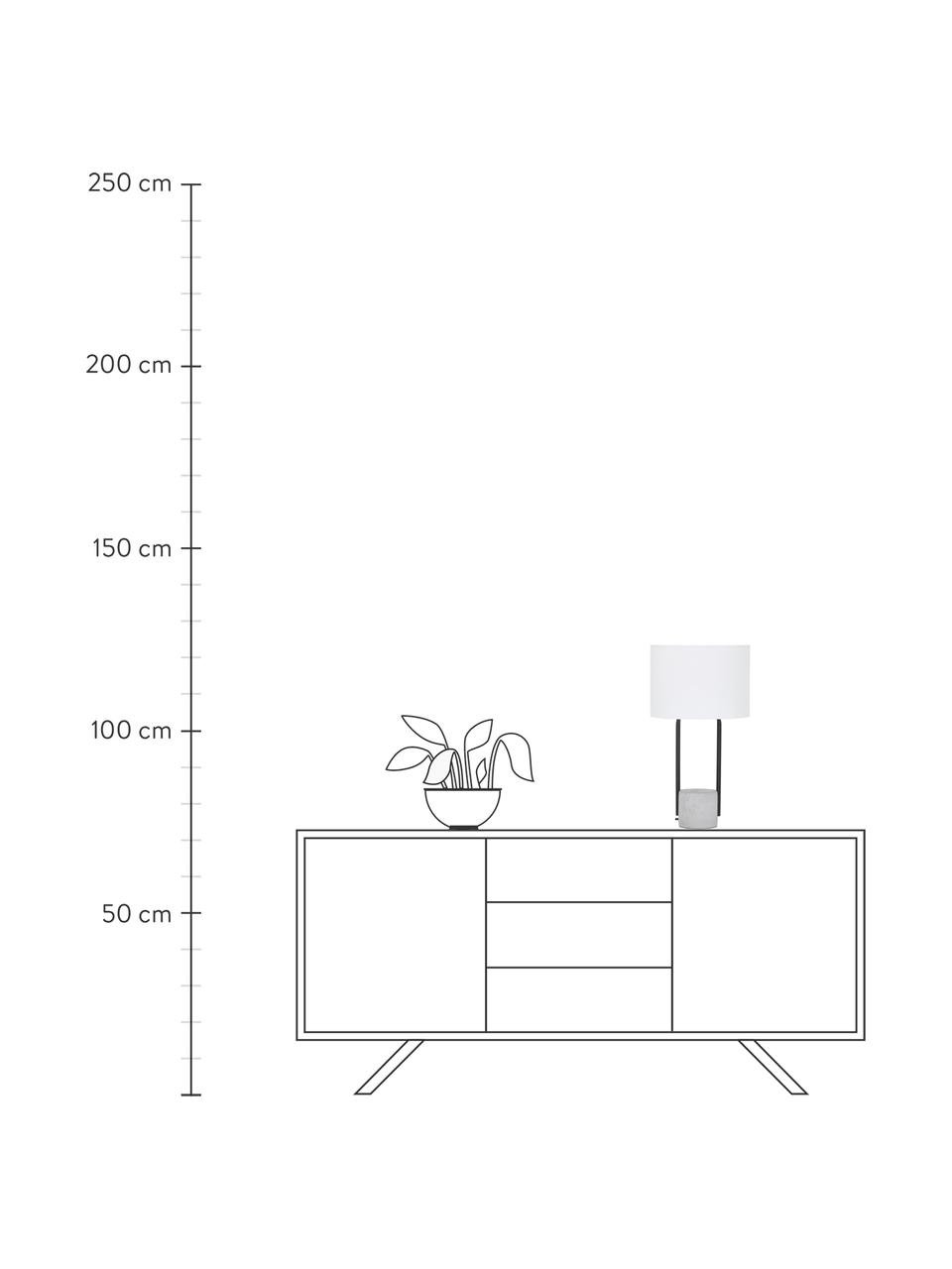 Große Tischlampe Pipero mit Betonfuß, Lampenschirm: Textil, Lampenfuß: Metall, pulverbeschichtet, Weiß, Grau, Ø 28 x H 51 cm