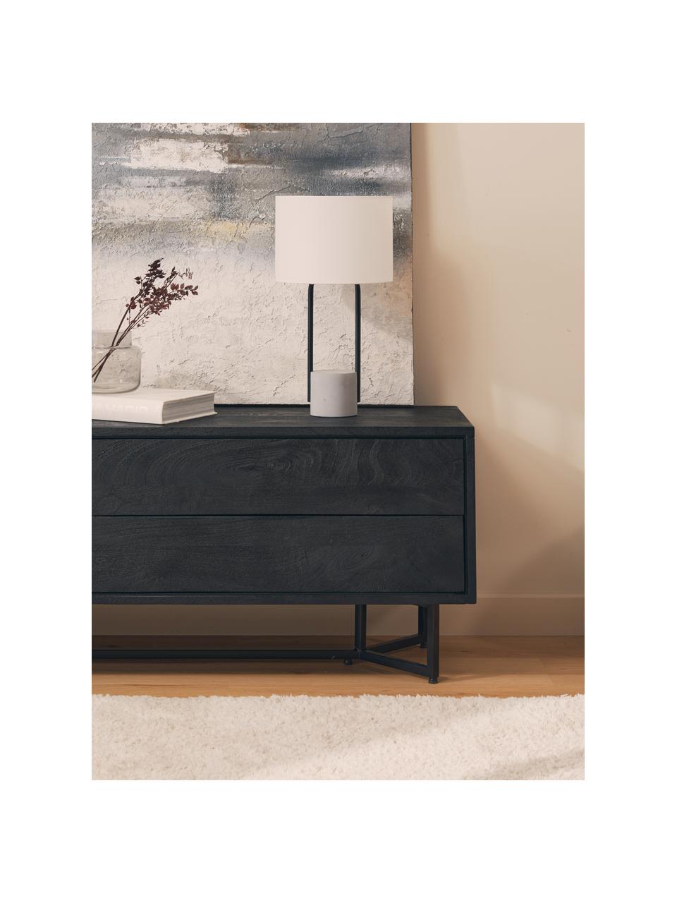 Veľká stolová lampa s betónovým podstavcom Pipero, Biela, sivá, Ø 28 x V 51 cm
