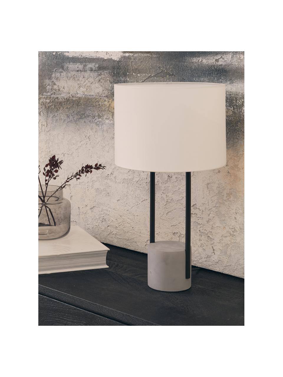 Velká stolní lampa s betonovou podstavou Pipero, Bílá, šedá, Ø 28 cm, V 51 cm