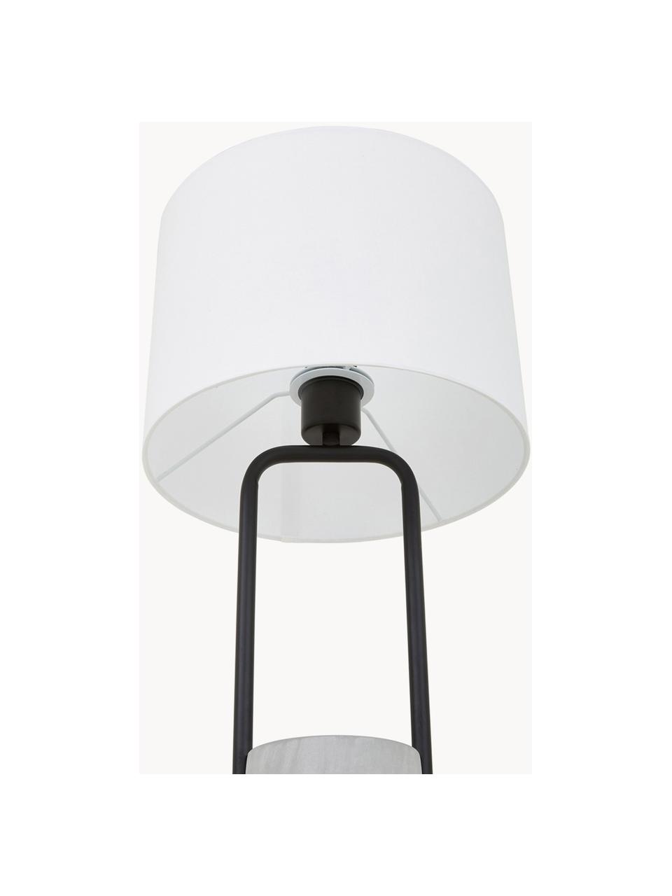 Lampada da tavolo grande con base in cemento Pipero, Paralume: tessuto, Base della lampada: metallo verniciato a polv, Bianco, grigio, Ø 28 x Alt. 51 cm