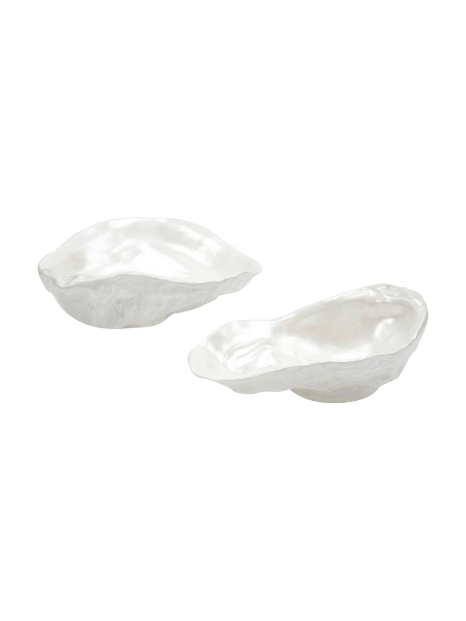 Ciotola a forma di conchiglia in porcellana Kelia 2 pz, Porcellana (dolomite), Bianco perla, Larg. 13 x Alt. 4 cm