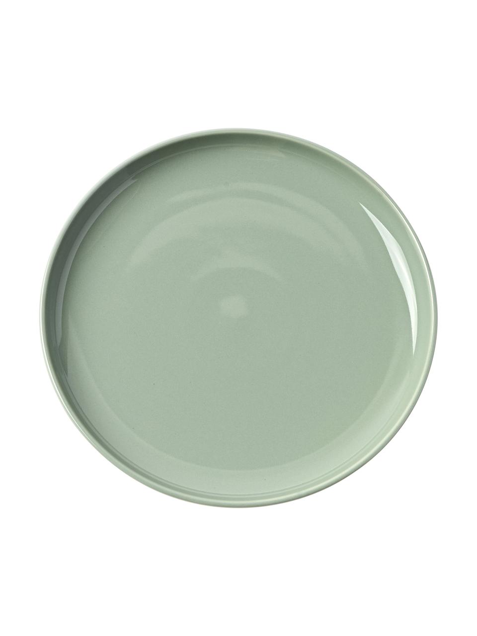Assiettes plates en porcelaine Nessa, 4 pièces, Porcelaine dure de haute qualité, Vert sauge, Ø 26 cm