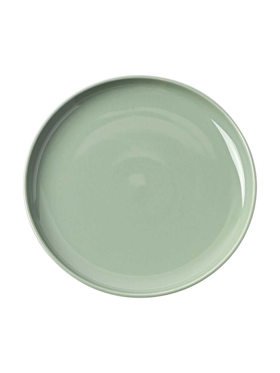 Porzellan Speiseteller Nessa, 4 Stück, Hochwertiges Hartporzellan, Salbeigrün, Ø 26 cm