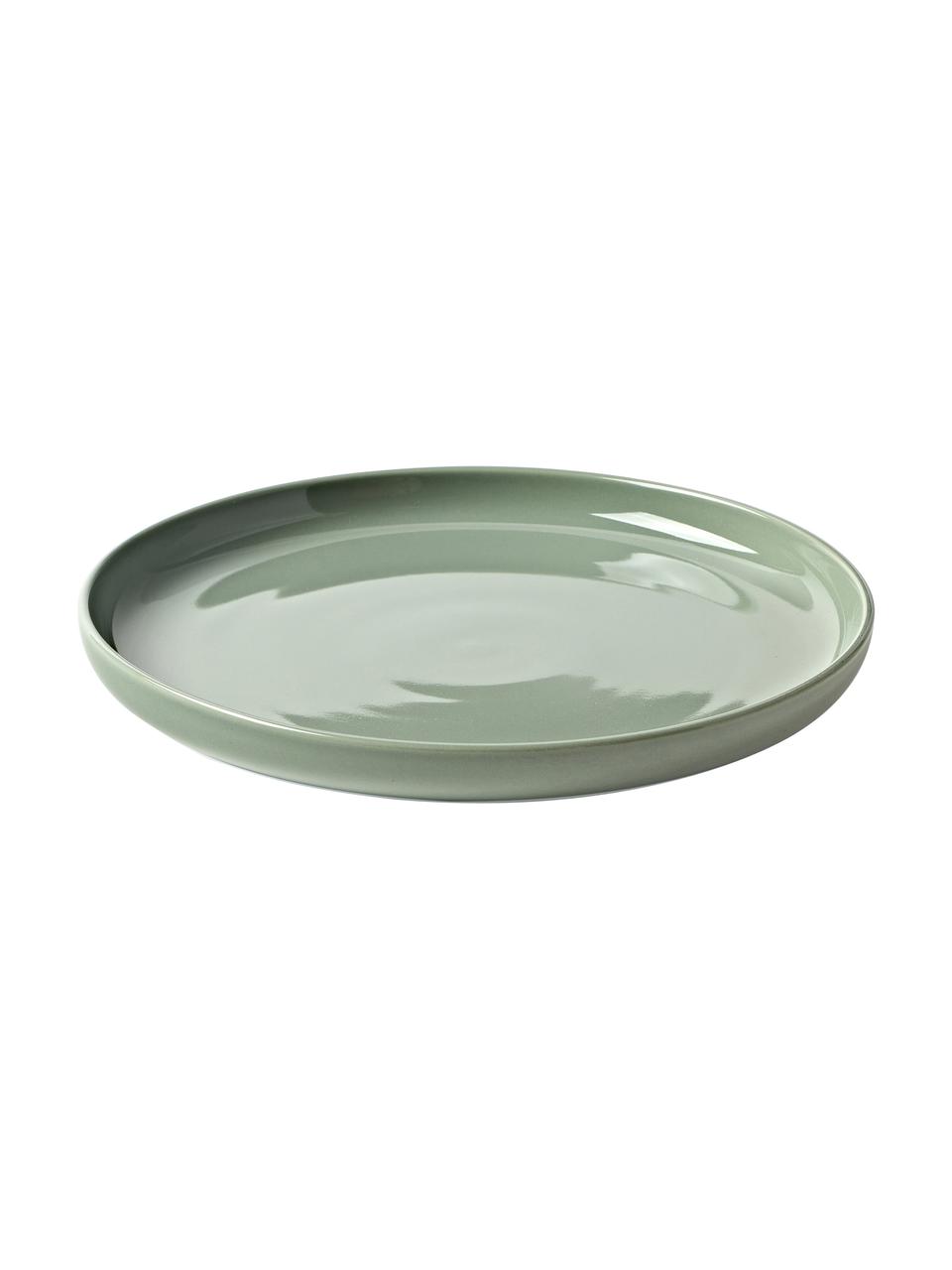 Porzellan Speiseteller Nessa, 4 Stück, Hochwertiges Hartporzellan, Salbeigrün, Ø 26 cm
