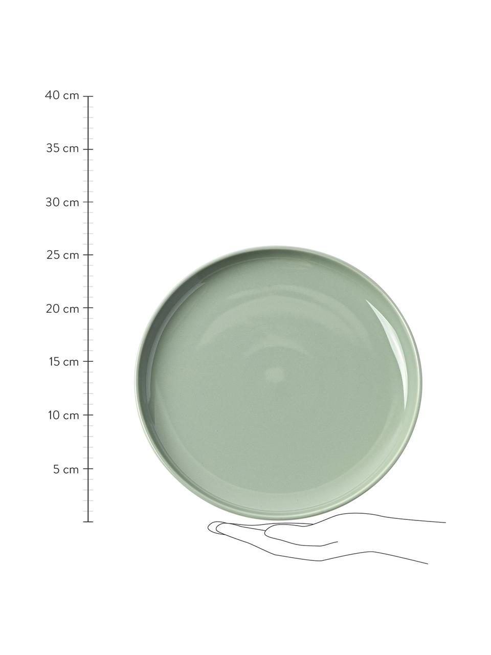 Porzellan Speiseteller Nessa, 4 Stück, Hochwertiges Hartporzellan, Salbeigrün, Ø 26 cm