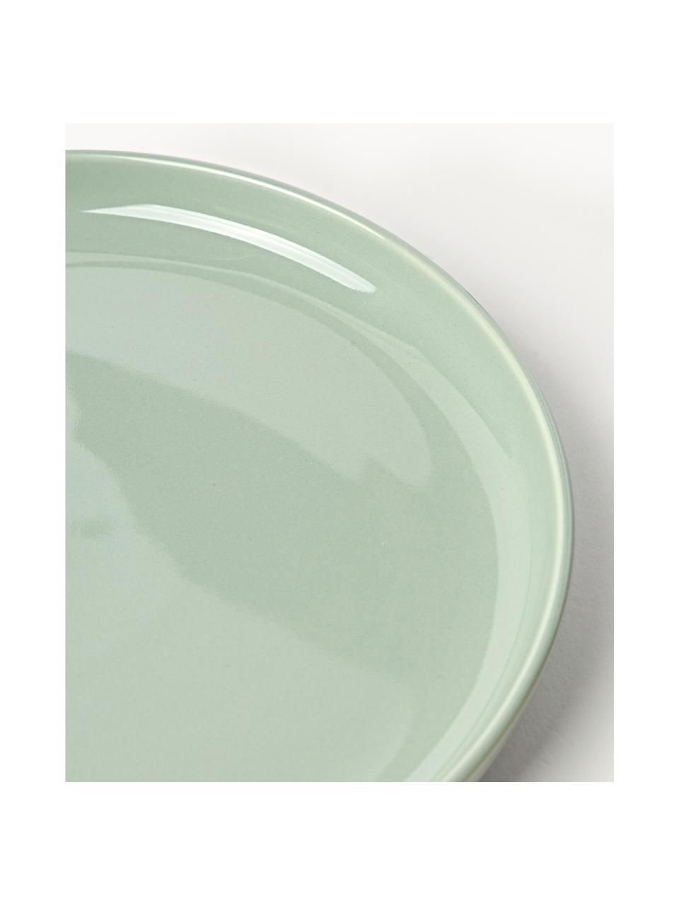 Plato llano de porcelana Nessa, 4 uds., Porcelana dura de alta calidad, Verde salvia brillante, Ø 26 cm