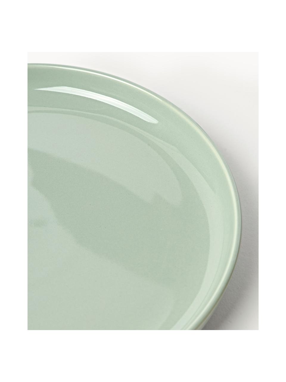 Platos llanos de porcelana Nessa, 4 uds., Porcelana dura de alta calidad, esmaltada, Verde salvia brillante, Ø 26 cm