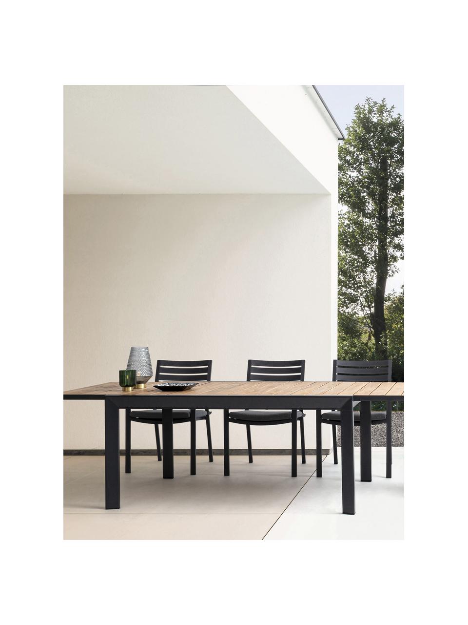 Rozkladací záhradný jedálenský stôl Belmar, 220 - 340 x 100 cm, Hliník, práškový náter, Antracitová, vzhľad dreva, Š 220 do 340 x H 100 cm