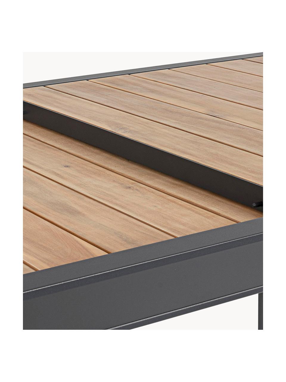 Mesa extensible para exterior Belmar, 220-340 x 100 cm, Aluminio con pintura en polvo, Antracita, aspecto madera, An 220-340 x F 100 cm