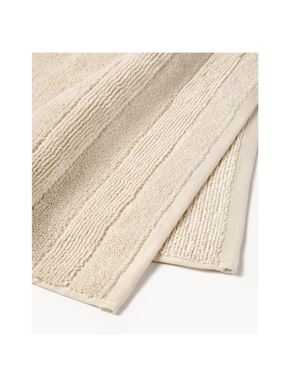 Lot de serviettes de bain avec bordure décorative Luxe, set de tailles variées, Beige clair, 3 éléments (1 serviette invité, 1 serviette de toilette et 1 drap de bain)