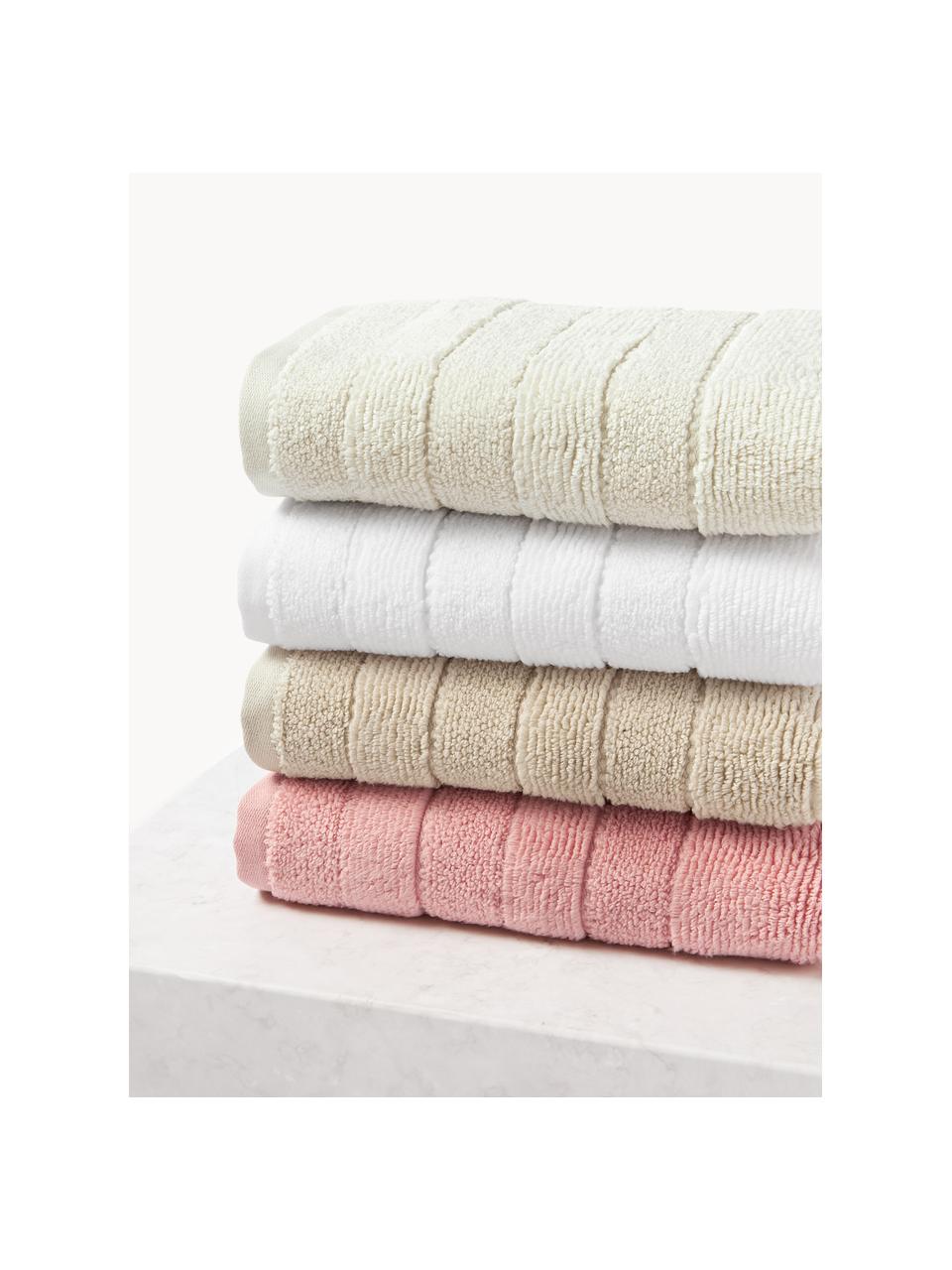 Lot de serviettes de bain avec bordure décorative Luxe, set de tailles variées, Beige clair, 3 éléments (1 serviette invité, 1 serviette de toilette et 1 drap de bain)