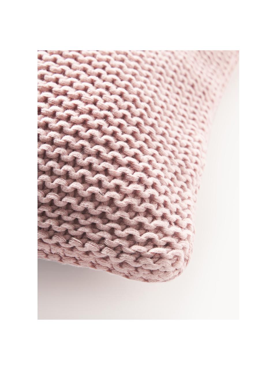 Housse de coussin en tricot de coton bio Adalyn, 100 % coton bio, certifié GOTS, Rose pâle, larg. 40 x long. 40 cm