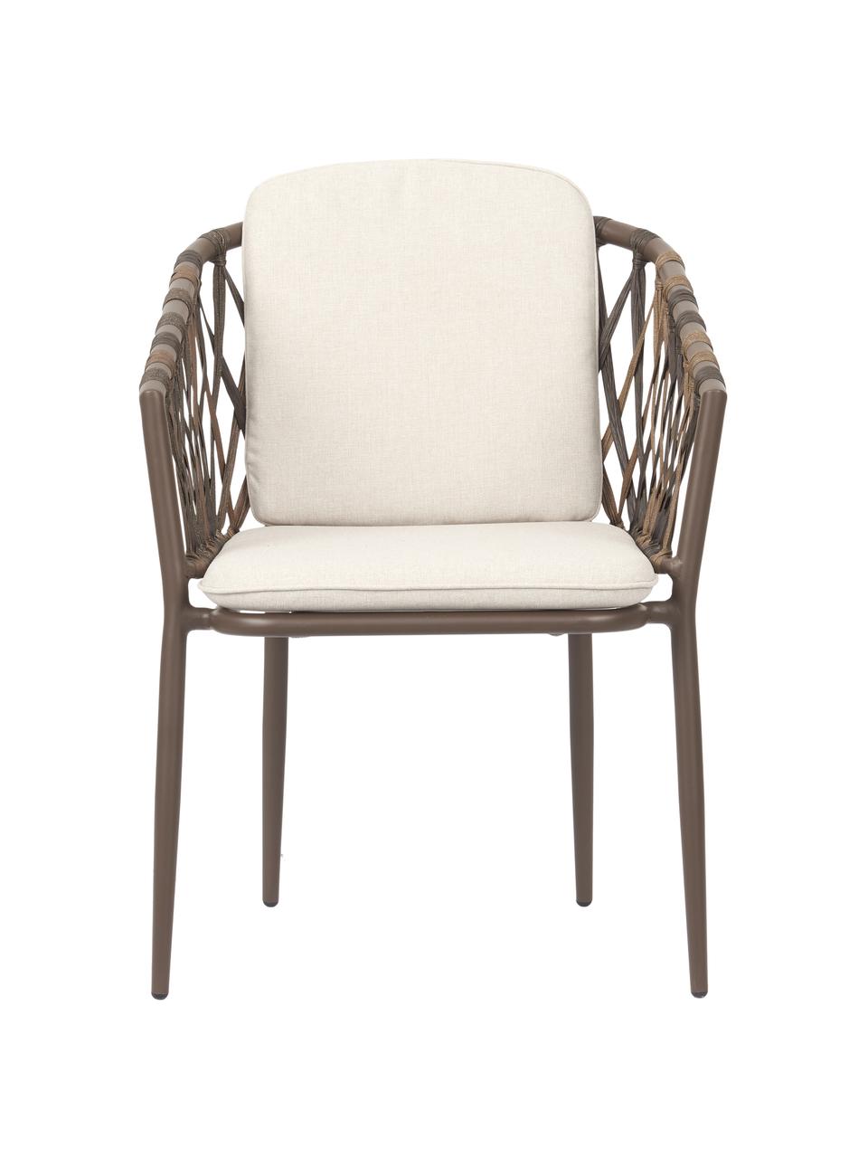Záhradná stolička s opierkami Hila, Krémovobiela, ratan, Š 61 x H 65 cm