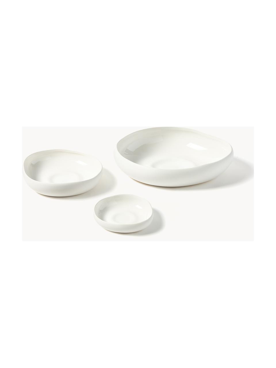 Set di 3 ciotole decorative Alice, Gres, Bianco, Set in varie misure