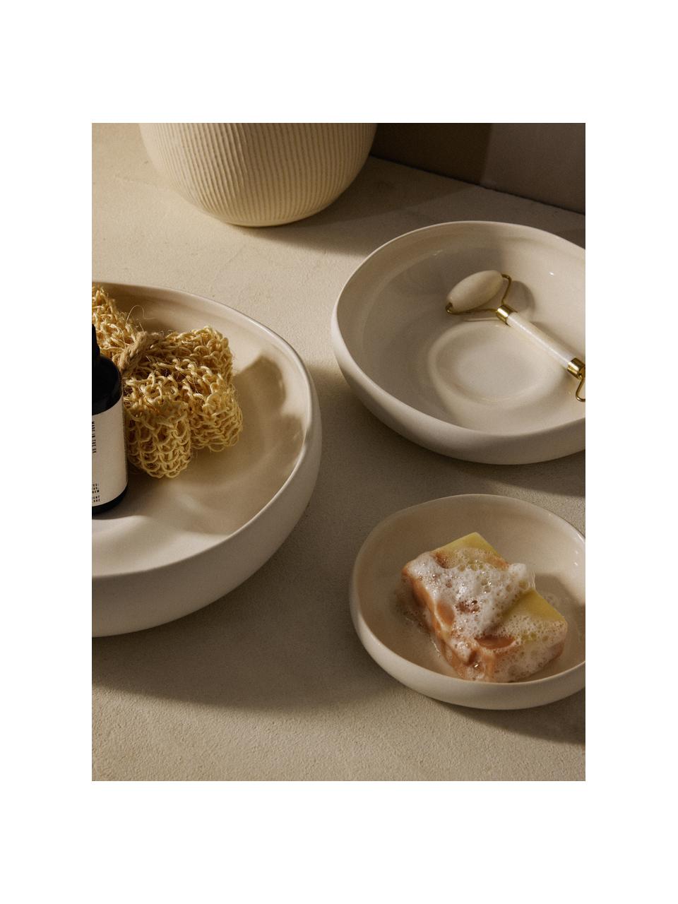 Set di 3 ciotole decorative Alice, Gres, Bianco, Set in varie misure