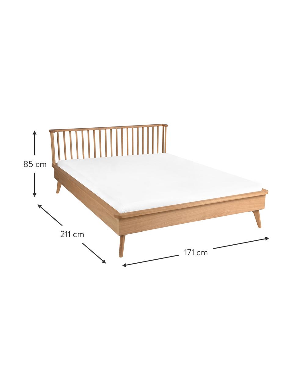 Houten bed Wild met hoofdeinde, MDF met eikenhoutfineer, Eikenhout, 160 x 200 cm