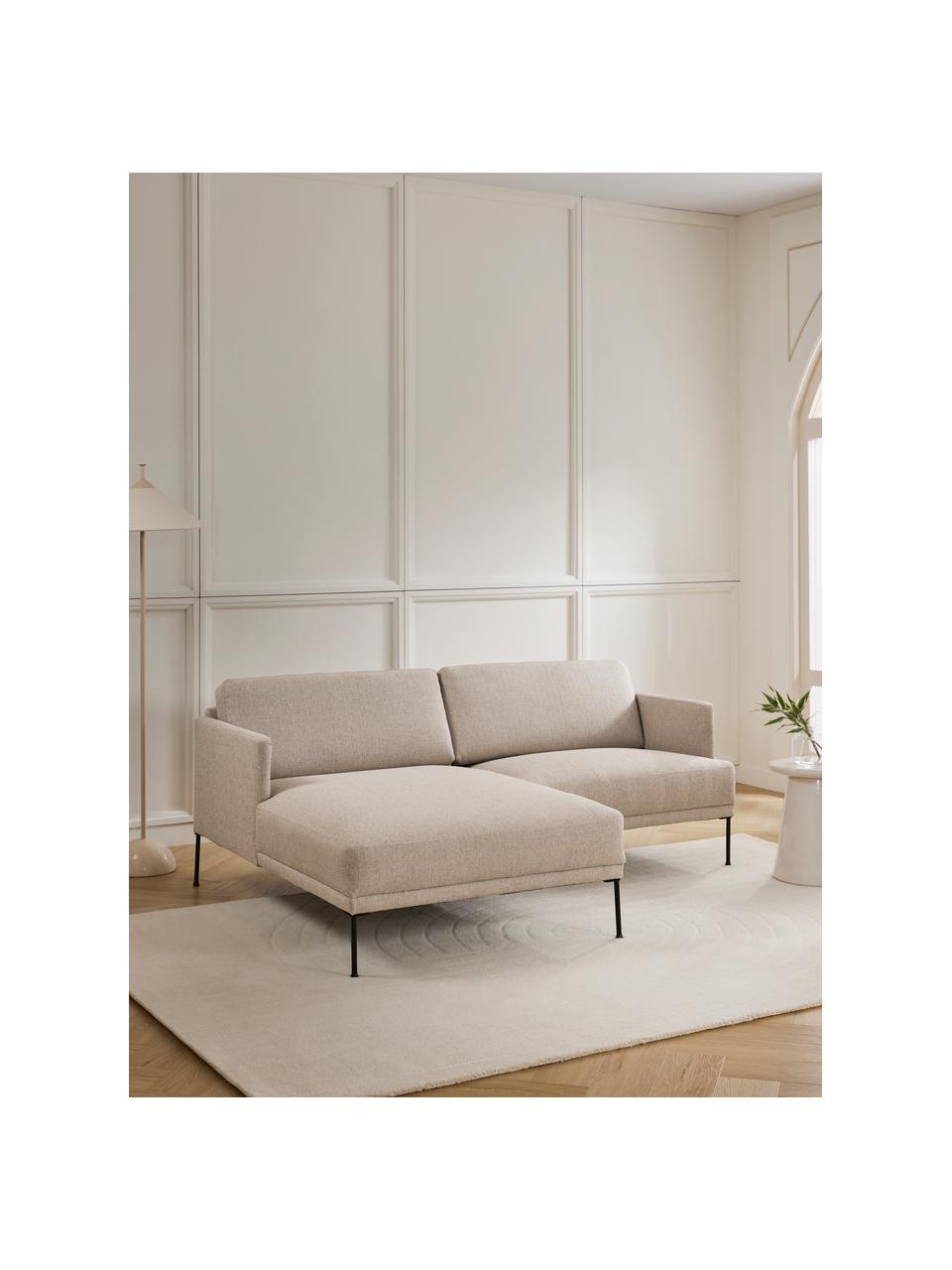 Divanetto angolare Fluente, Rivestimento: 100% polipropilene Con 23, Struttura: legno di pino massiccio, , Piedini: plastica Questo prodotto , Tessuto grigio, Larg. 198 x Prof. 152 cm, chaise longue a sinistra