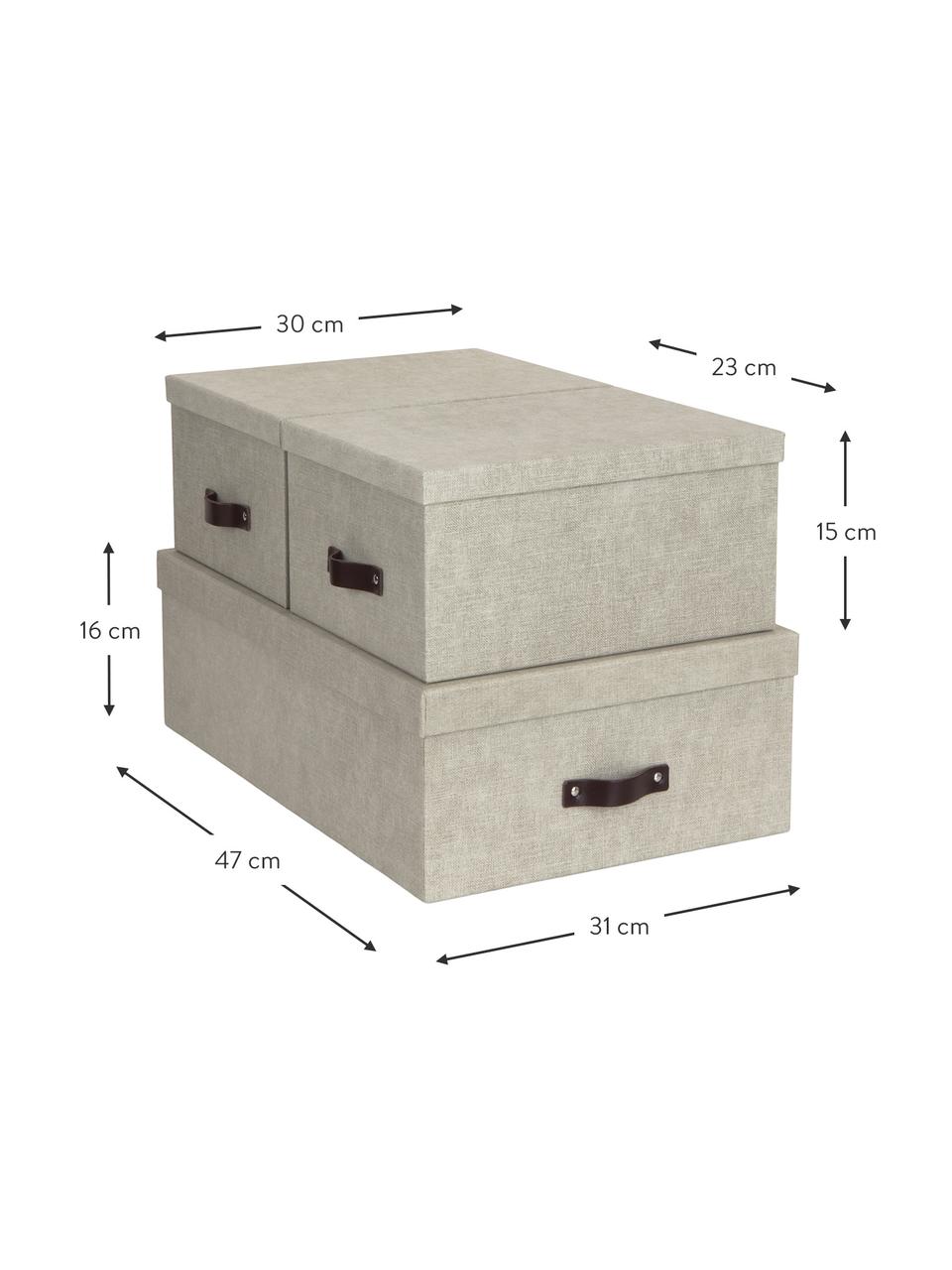 Aufbewahrungsboxen-Set Inge II, 3-tlg., Beige, Set mit verschiedenen Größen