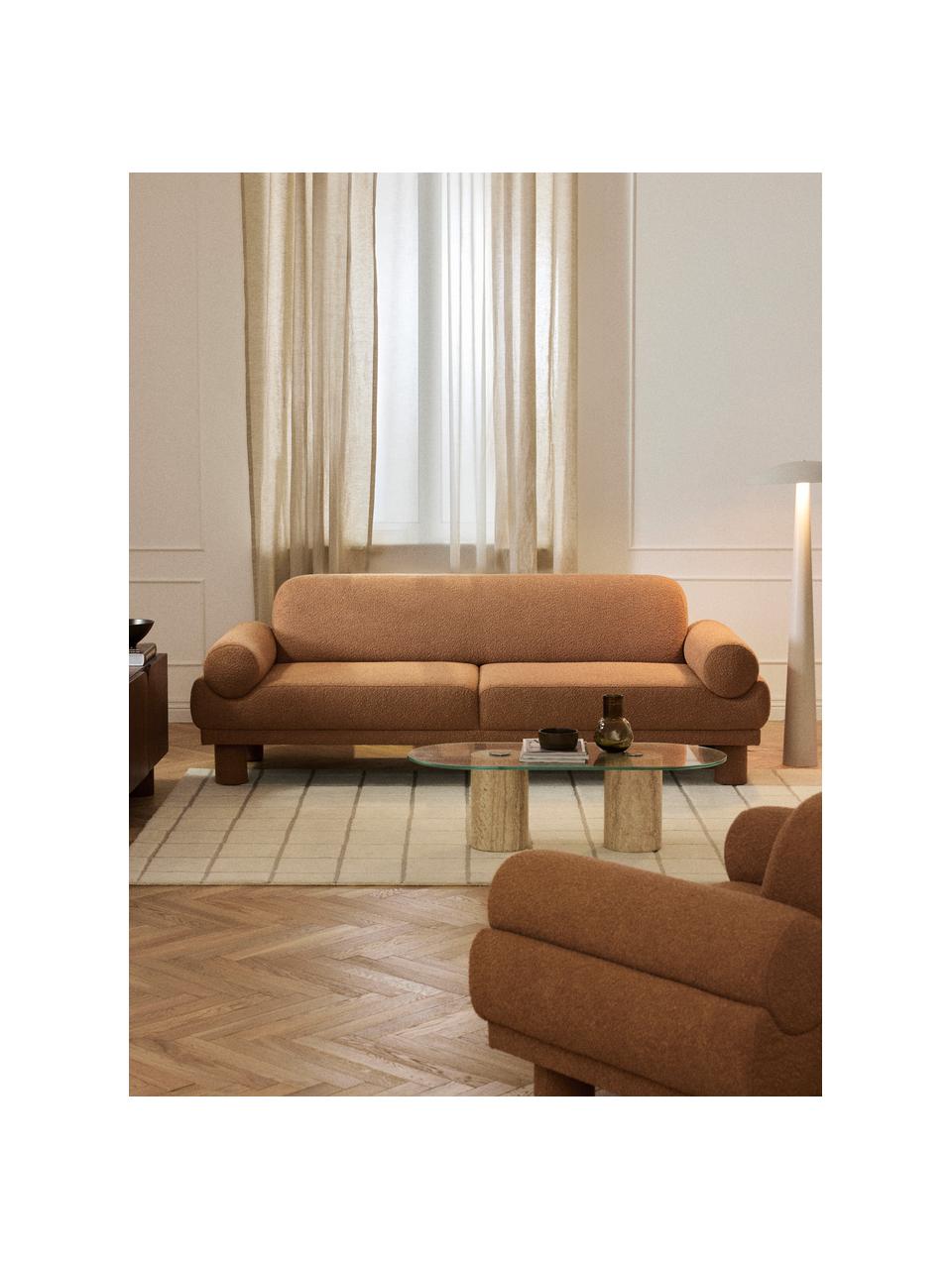 Bouclé-Sofa Lilo (3-Sitzer), Bezug: Bouclé (93 % Polyester, 6, Bouclé Hellbraun, B 230 x T 93 cm