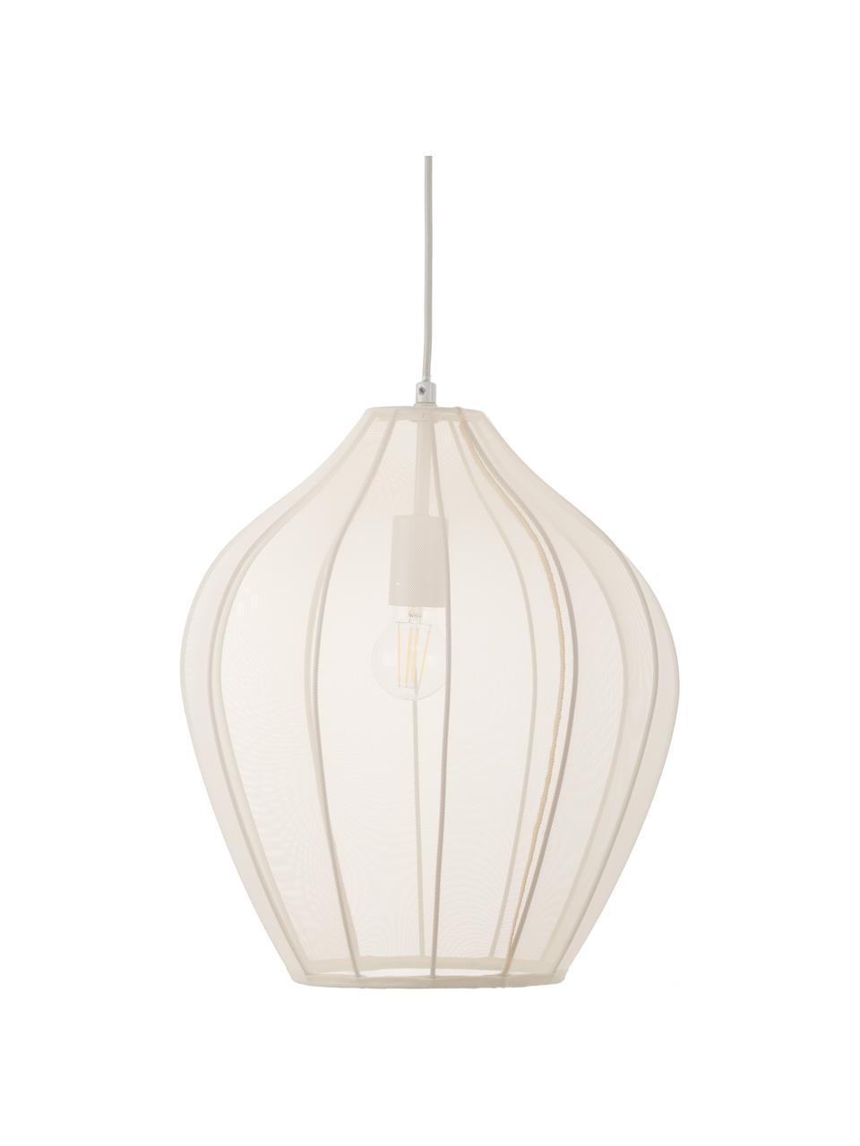 Lampada a sospensione in tessuto intrecciato Beau, Paralume: tessuto, Struttura: metallo verniciato a polv, Baldacchino: metallo verniciato a polv, Bianco crema, Ø 40 x Alt. 42 cm