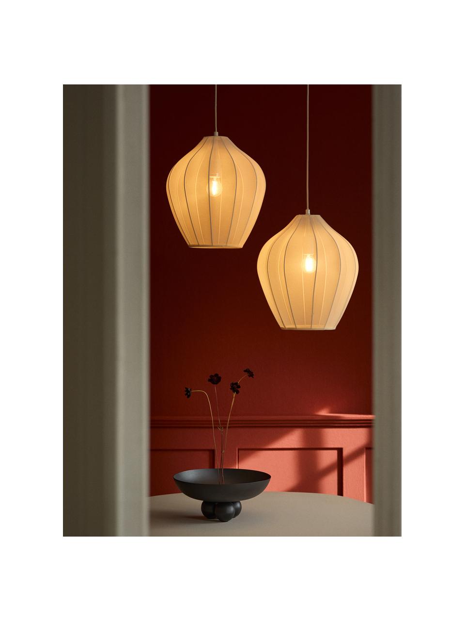 Hanglamp Beau van netstof, Lampenkap: textiel, Baldakijn: gepoedercoat metaal, Lichtbeige, Ø 40 x H 42 cm