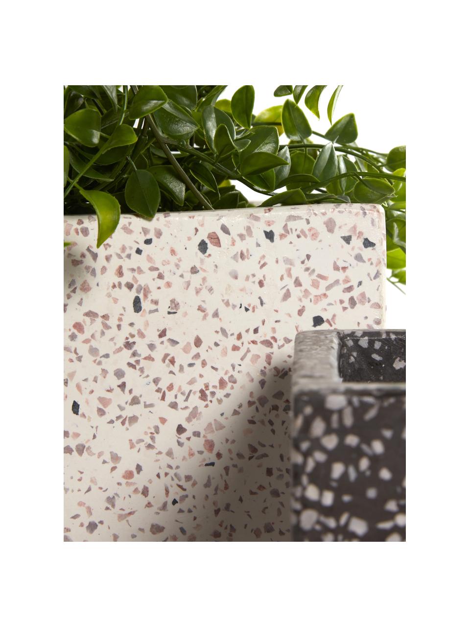 Cache-pot terrazzo Bransc, 2 élém., Terrazzo, Beige, noir, Lot de différentes tailles