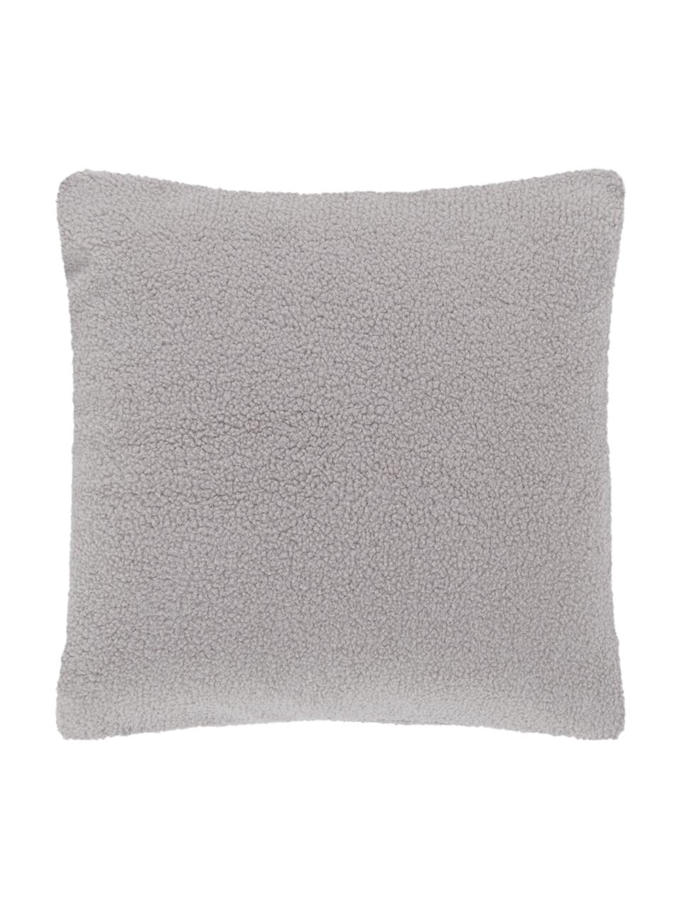 Housse de coussin 45x45 peluche moelleuse Mille, Gris clair, larg. 45 x long. 45 cm