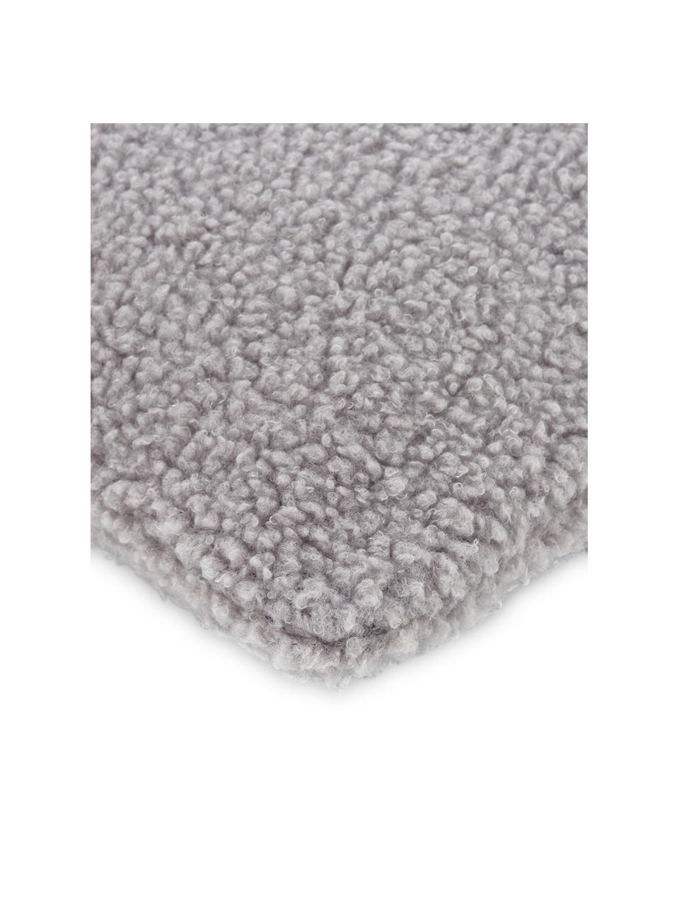 Housse de coussin 45x45 peluche moelleuse Mille, Gris clair, larg. 45 x long. 45 cm