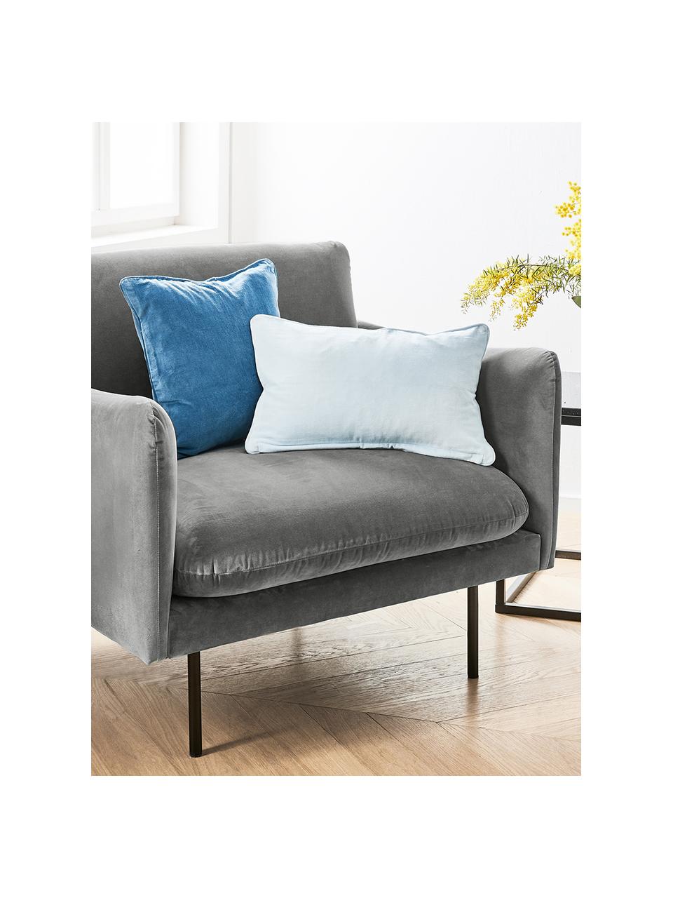 Sametové křeslo s kovovými nohami Moby, Šedá, Š 90 cm, H 90 cm