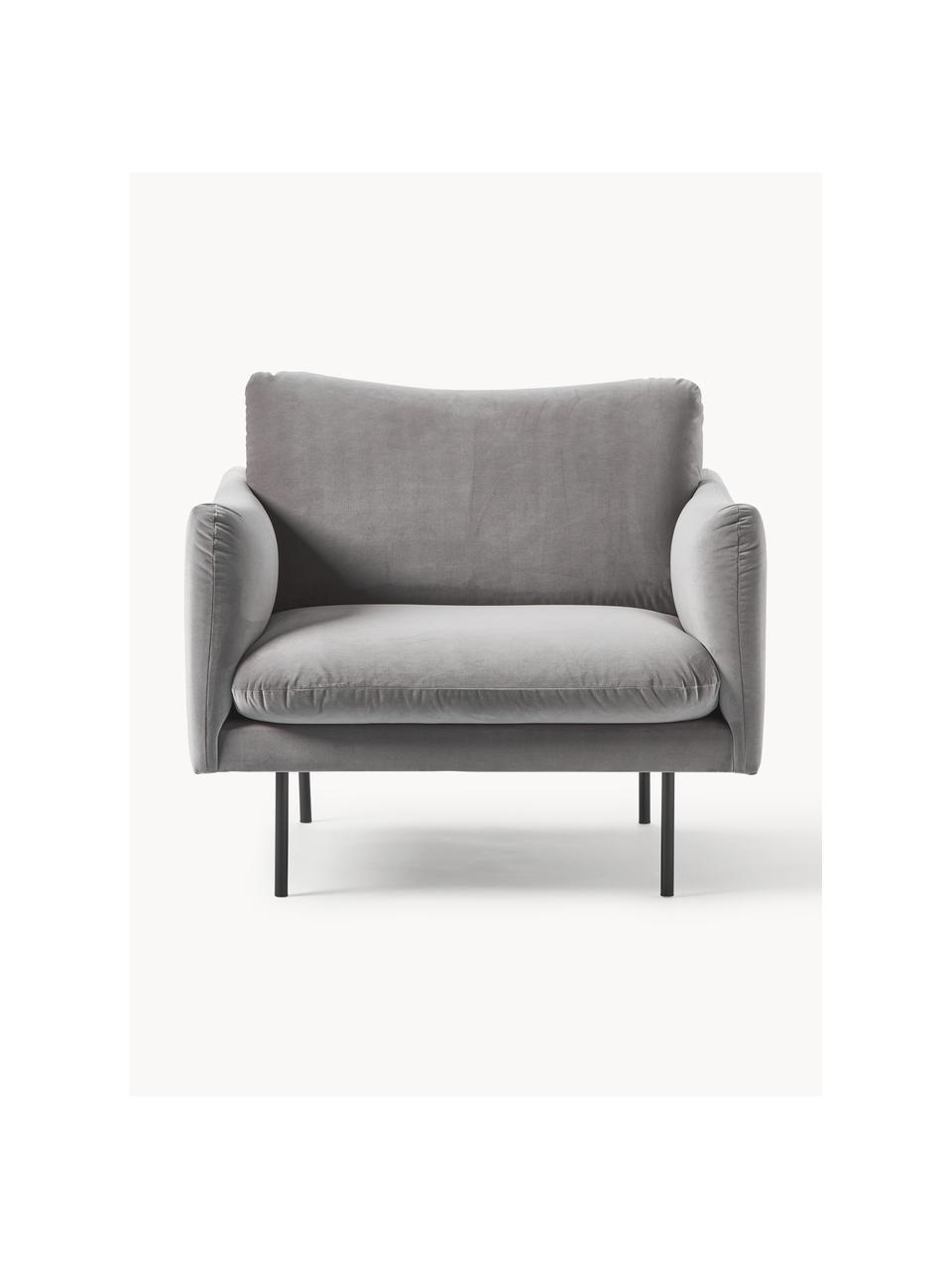 Fauteuil en velours Moby, Velours gris, larg. 90 x prof. 90 cm