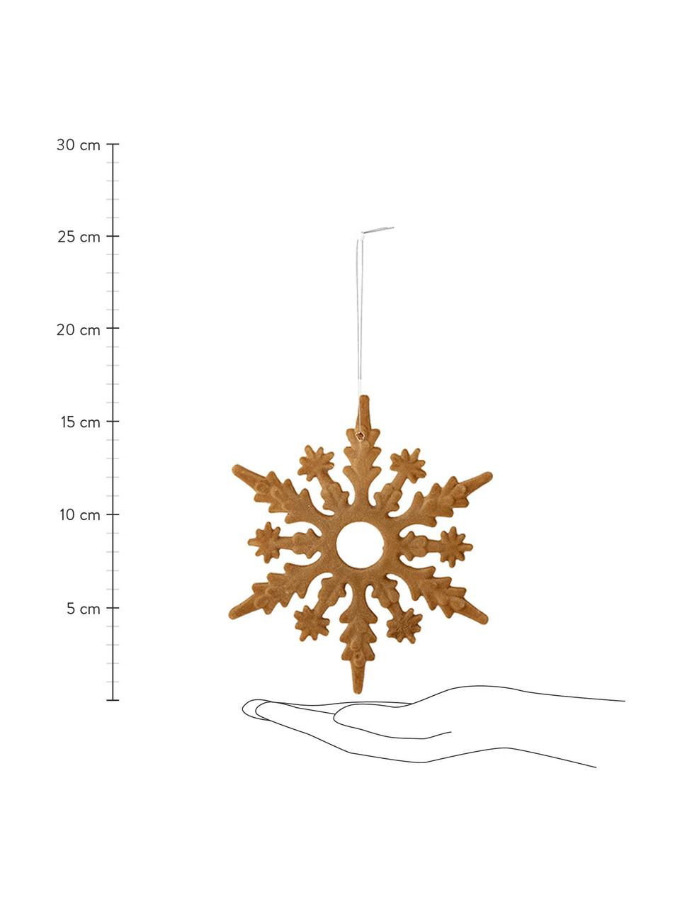 Adornos navideños irrompibles Snowflakes, 4 uds., Plástico, poliéster, Mostaza, azul oscuro, verde menta, gris, Ø 15 x Al 15 cm
