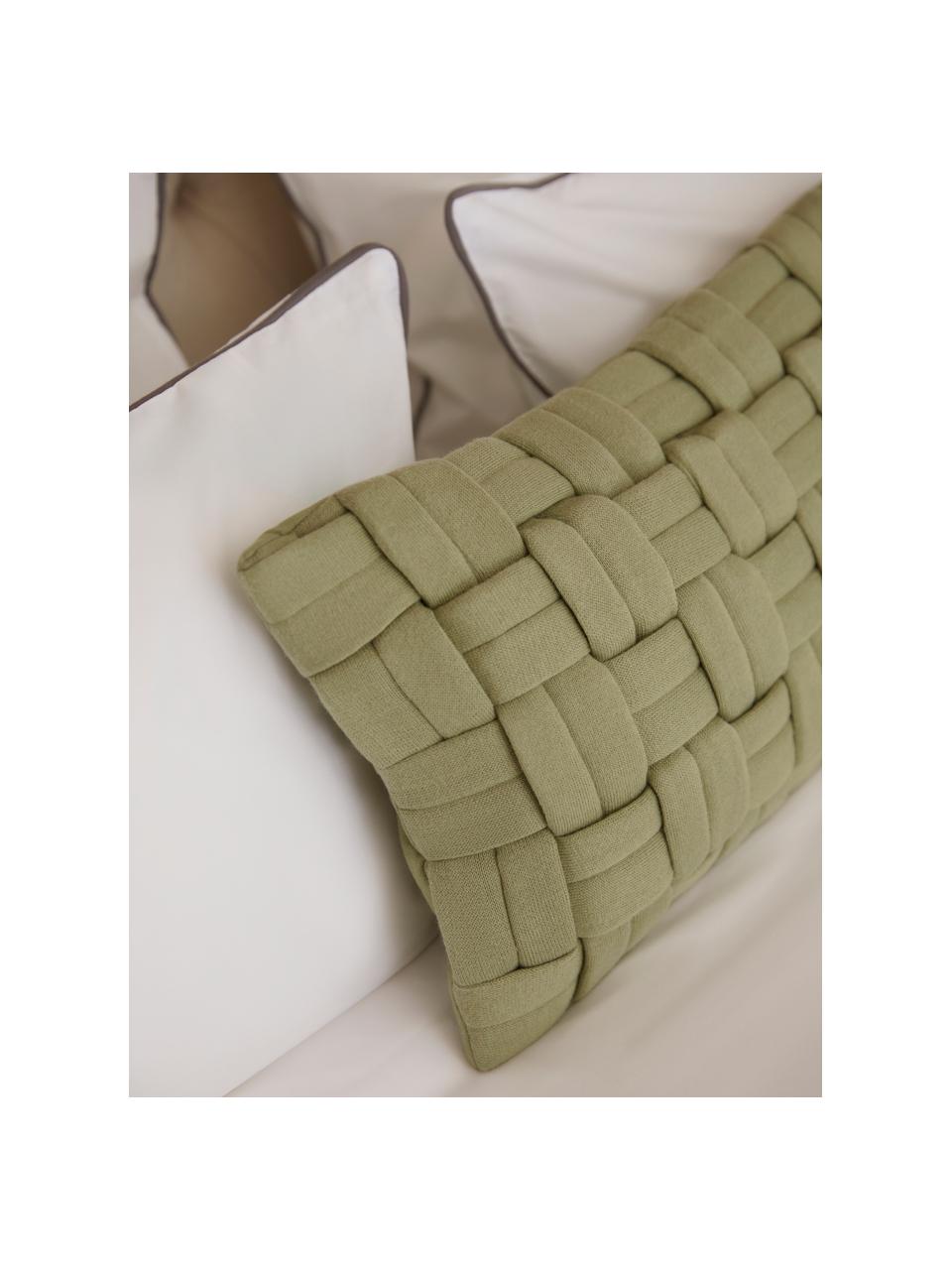 Housse de coussin tissé rectangulaire vert sauge Norman, Vert sauge, larg. 30 x long. 50 cm