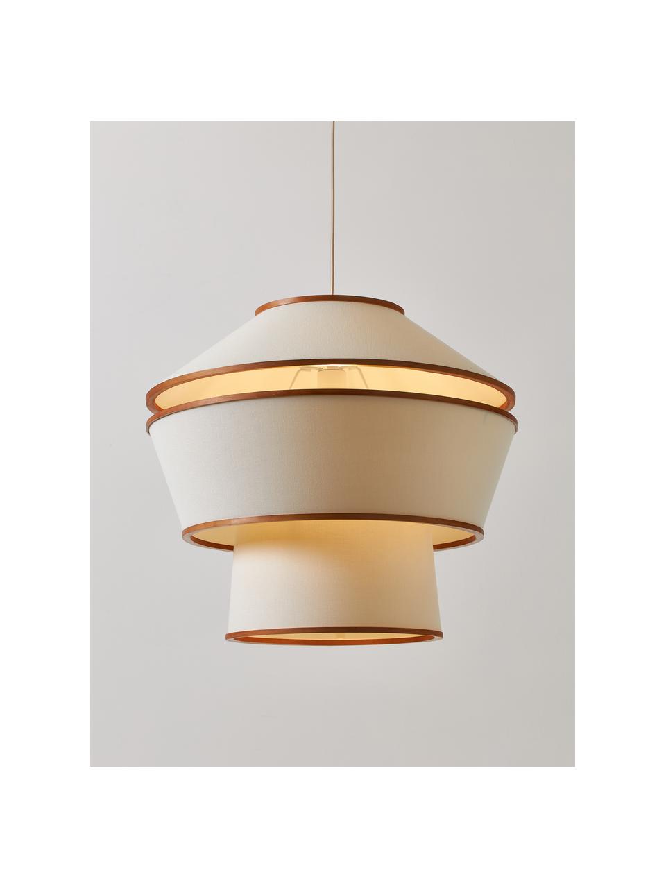 Suspension Faro, Blanc cassé, bois foncé laqué, Ø 54 x haut. 54 cm